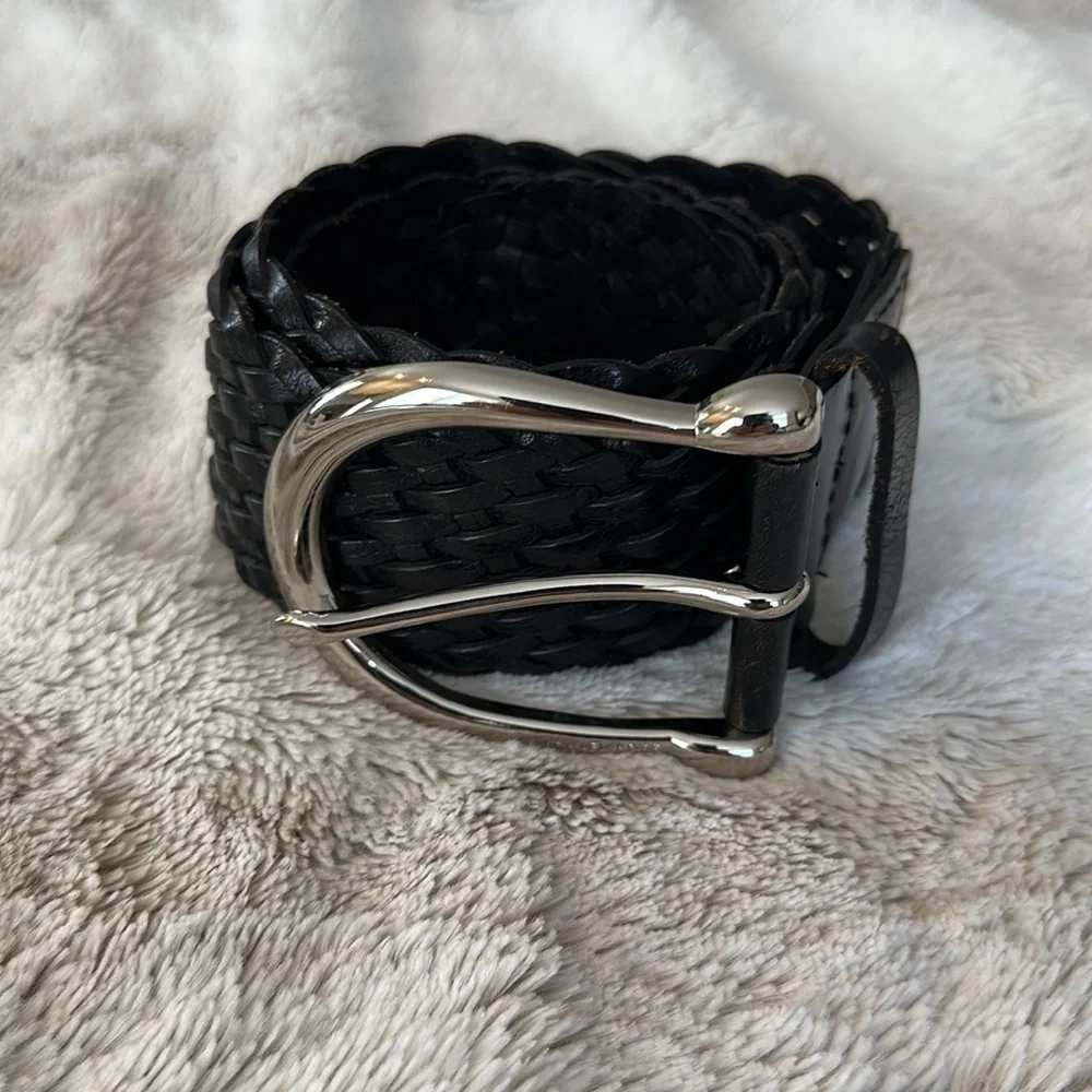 Michael Kors Black Woven Wide Leather Belt Small